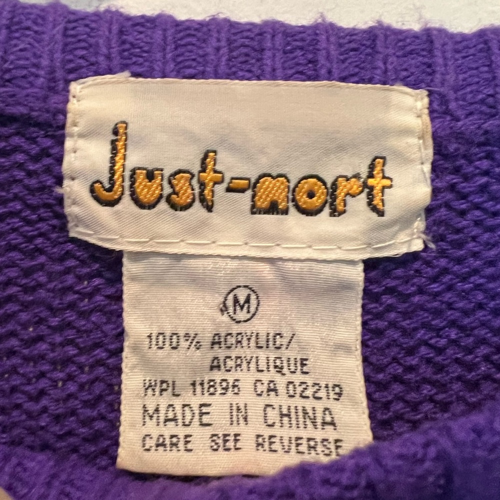 Vintage Just-Mort 80s Purple Sequined Bows Sweater Dress Sz M - Picture 4 of 5